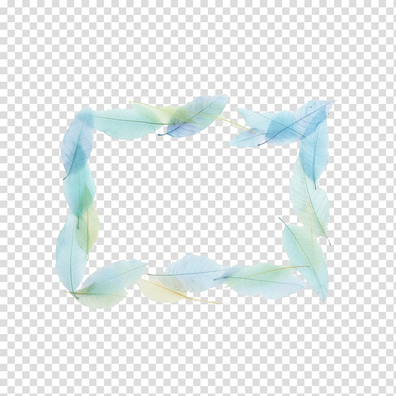 blue leaf frame template, Blue Leaf Feather Pattern, Leaf Border transparent background PNG clipart