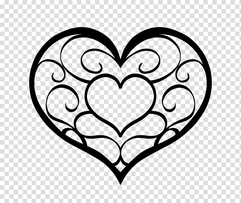 Black and white Heart , live transparent background PNG clipart