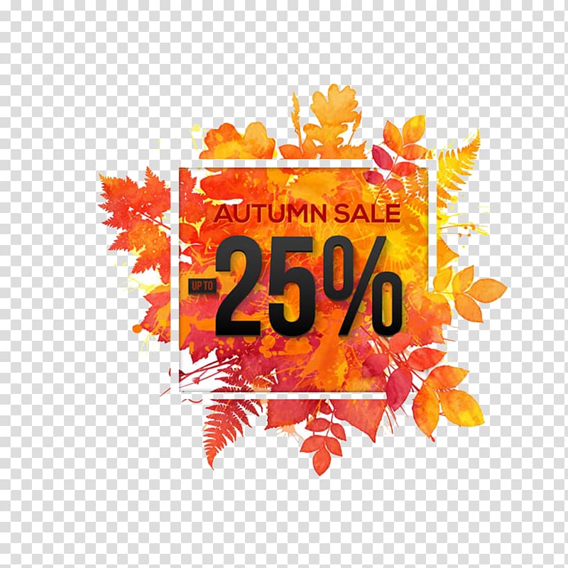 Autumn Sales Poster , Colored autumn leaves transparent background PNG clipart
