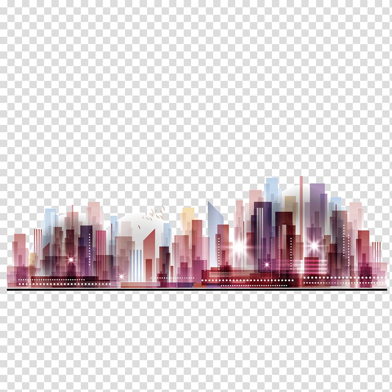 City Colorful buildings group city night sky transparent background PNG clipart