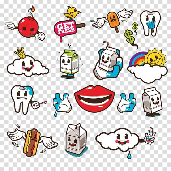 Cartoon Drawing Animation, Cartoon teeth and milk transparent background PNG clipart