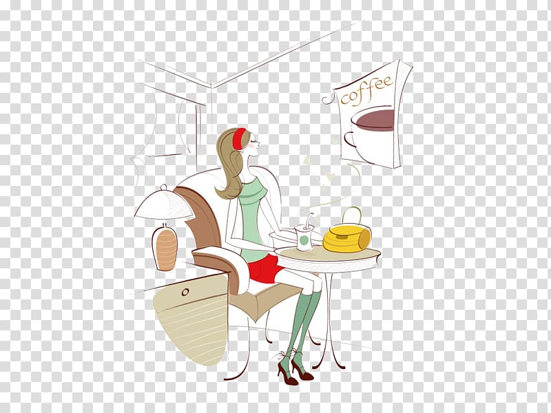 Coffee Cafe Cartoon Illustration, Coffee Shop Cartoon Creative transparent background PNG clipart