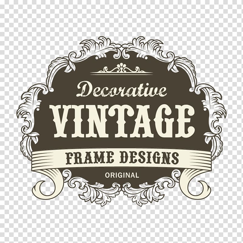Decorative Vintage Frame Designs logo, Logo Retro style Illustration, Dark England Retro style border transparent background PNG clipart