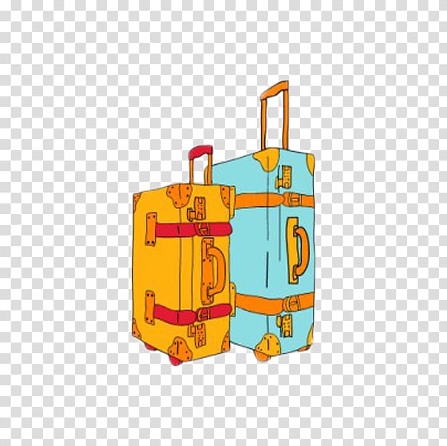 Baggage Suitcase Drawing, Retro cartoon luggage transparent background PNG clipart