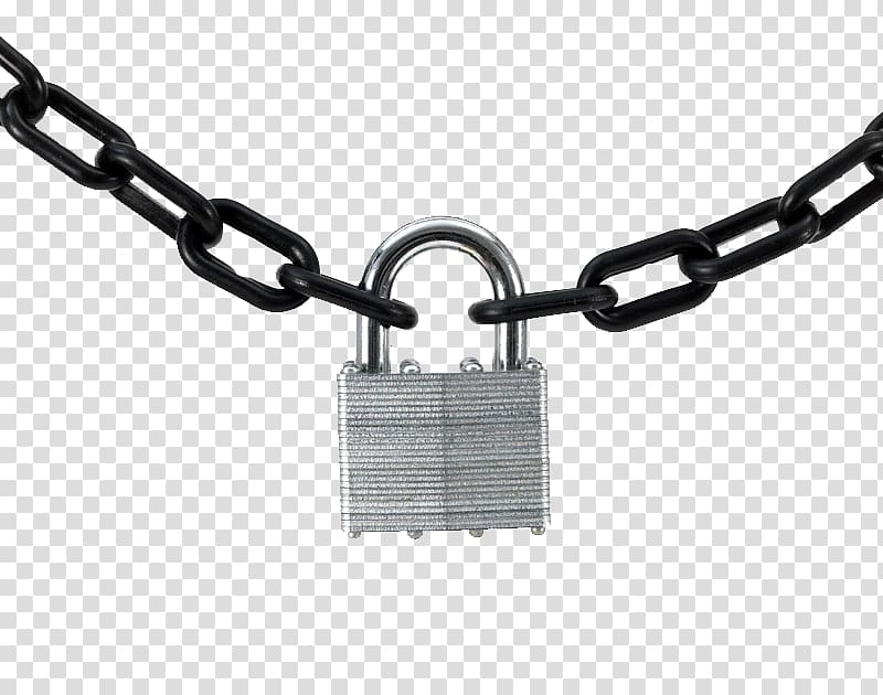 silver padlock, Chain Padlock Key, Metal chains and lock transparent background PNG clipart