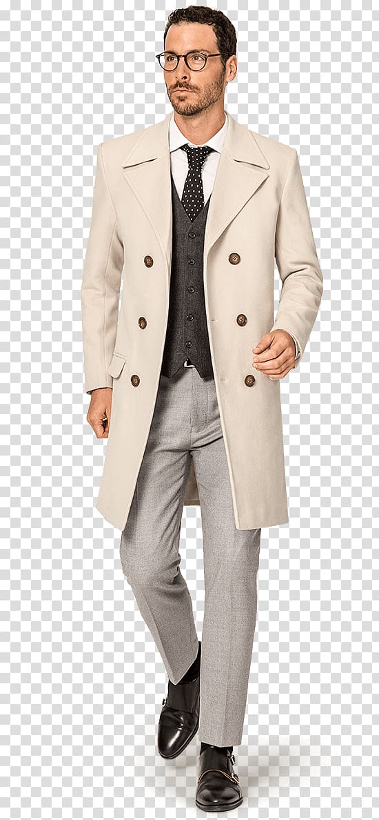 Tuxedo M. Overcoat Trench coat Beige, Doublebreasted transparent background PNG clipart