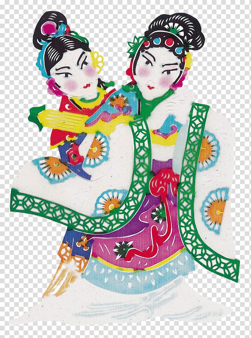 Papercutting Chinese paper cutting Folk art, Watercolor opera transparent background PNG clipart