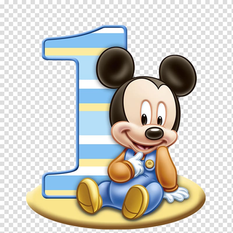 Mickey Mouse figure and number 1 illustration, Mickey Mouse Minnie Mouse Birthday Party , mickey mouse transparent background PNG clipart