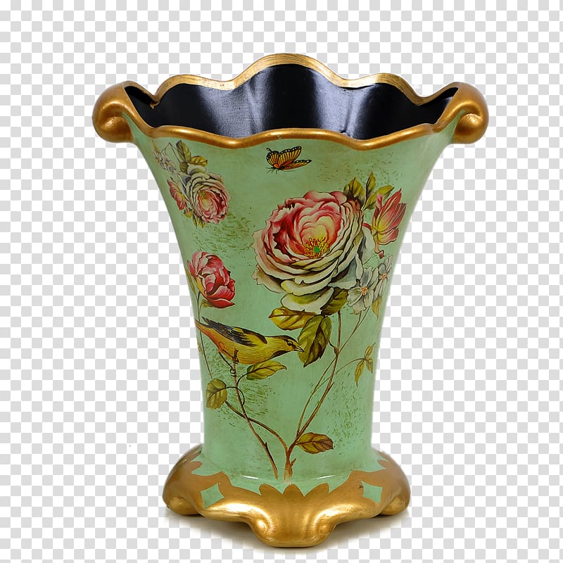 Flowerpot Vase Container Porcelain, Continental Gold Pots transparent background PNG clipart