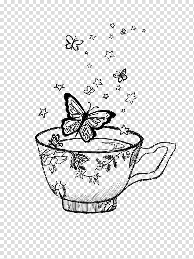 Drawing Teacup /m/02csf Line art, Teacup watercolor transparent background PNG clipart