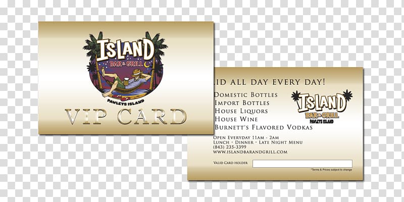 Island Bar & Grill Wine list Menu, vip card design transparent background PNG clipart