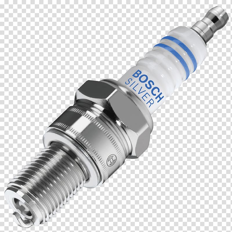 silver Bosch spark plug, Car Spark plug High tension leads NGK Ignition system, auto parts transparent background PNG clipart