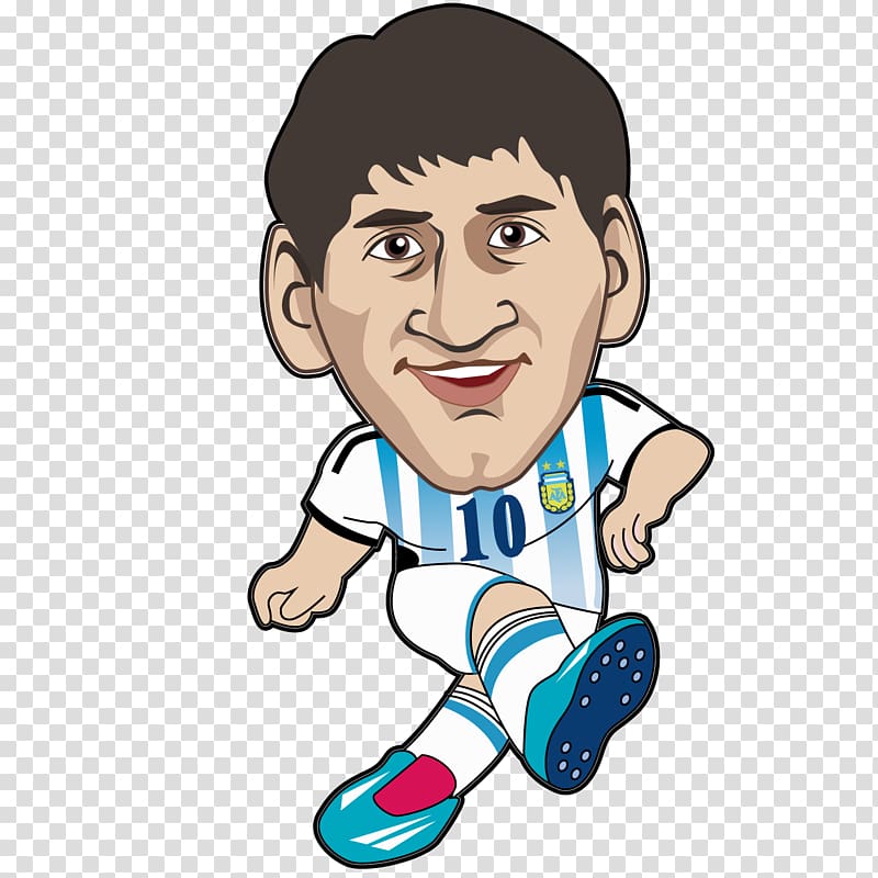 Lionel Messi illustration, Lionel Messi FC Barcelona Argentina national football team La Liga Football player, Happy cartoon man transparent background PNG clipart