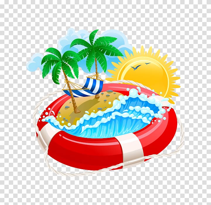 Summer vacation Cartoon , Yongquan coconut trees transparent background PNG clipart