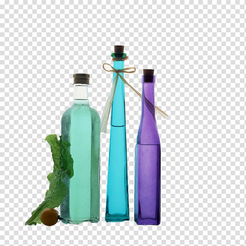 Glass bottle, colored glass bottle transparent background PNG clipart
