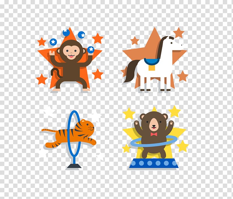 Tiger Circus , Cute circus animals material transparent background PNG clipart