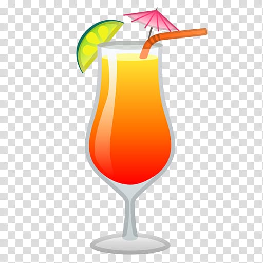 glass of juice with red straw illustration, Cocktail garnish Emoji Drink Mai Tai, Tropical Cocktail transparent background PNG clipart