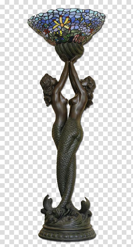 Mermaid Bronze sculpture Merman Electric light, louis comfort tiffany lamps transparent background PNG clipart