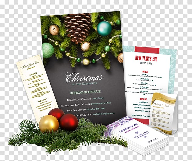 Advertising Christmas ornament Product Superfood Tree, Restaurant Menu Flyer transparent background PNG clipart
