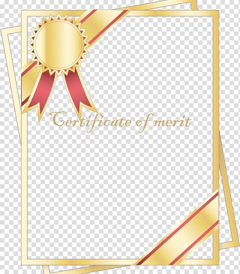 Certificate of Merit papers illustration, , Certificate gold frame transparent background PNG clipart