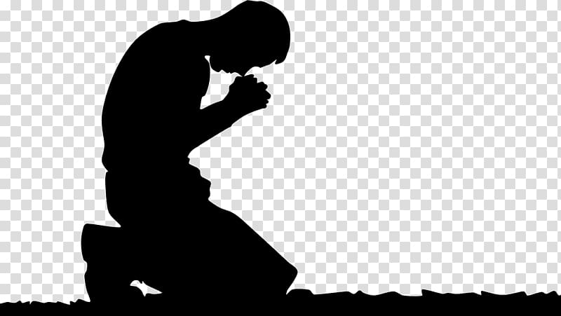 Praying Hands Prayer Kneeling Man , religious black transparent background PNG clipart