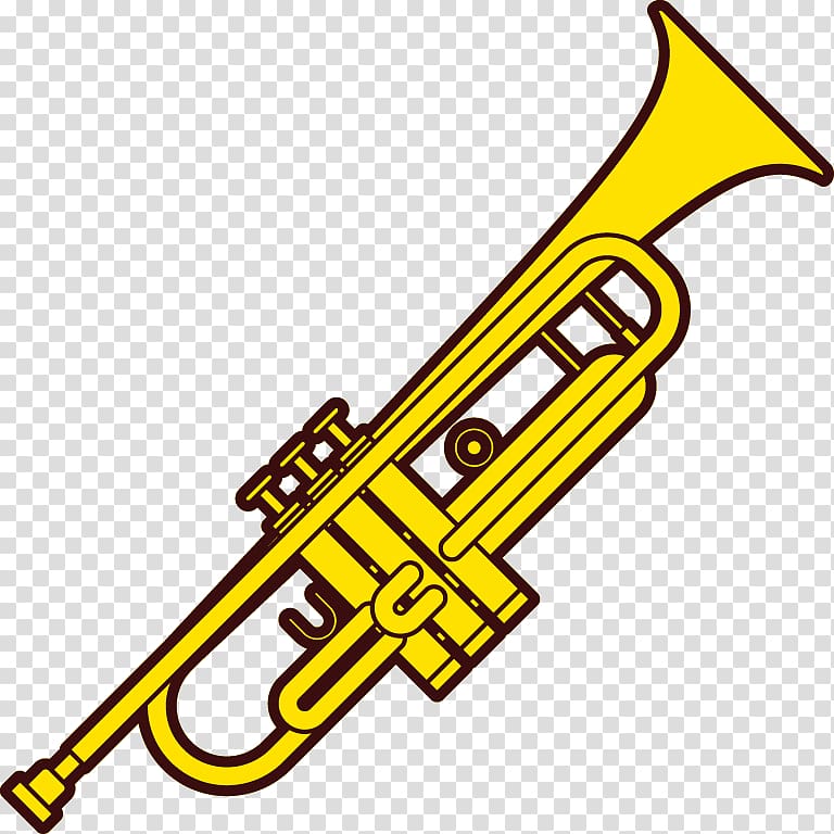 yellow trumpet illustration, Trumpet Musical instrument Cornett, trumpet transparent background PNG clipart