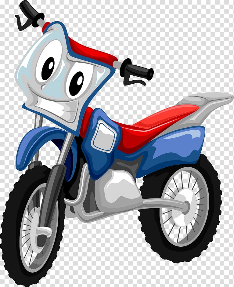 blue and red motocross character art, Motorcycle , cartoon motorcycle transparent background PNG clipart