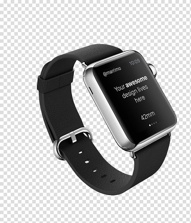 silver aluminum case Apple Watch with black Classic Buckle, iPhone 5s Apple Watch Series 3 Apple Pay, Apple Watch transparent background PNG clipart