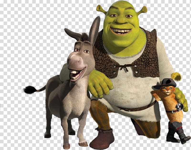 Shrek and friends , Shrek 2 Donkey Puss in Boots Princess Fiona, Shrek transparent background PNG clipart
