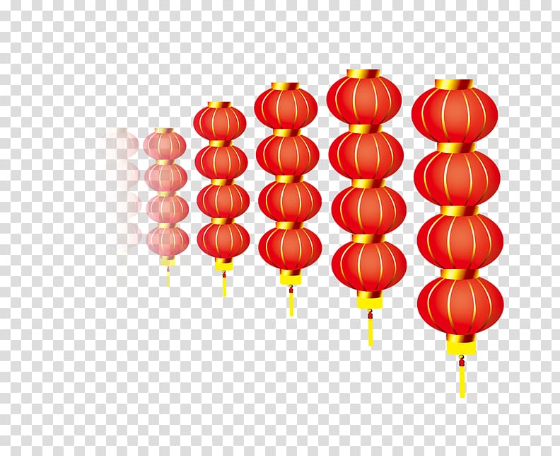 red paper lanterns , Lantern Chinese New Year Light, Rows of lanterns transparent background PNG clipart