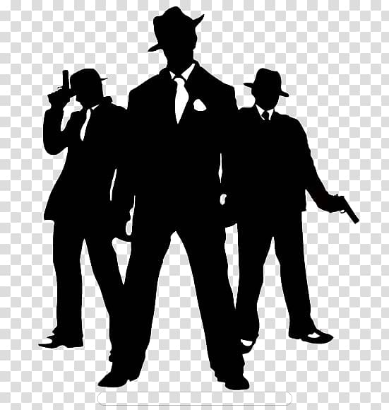 silhouette of three men wearing formal suits art, 1920s Gangster , GANGSTER transparent background PNG clipart