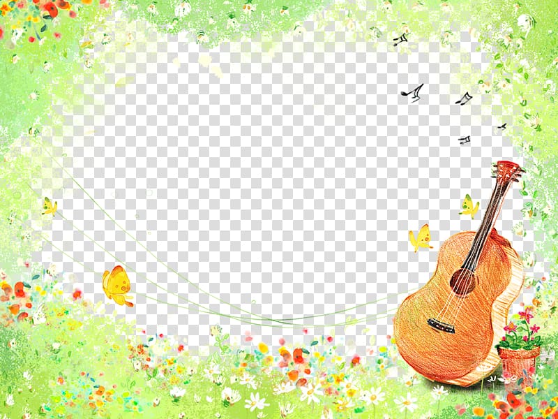 Musical instrument Watercolor painting Guitar Illustration, Guitar and potted transparent background PNG clipart