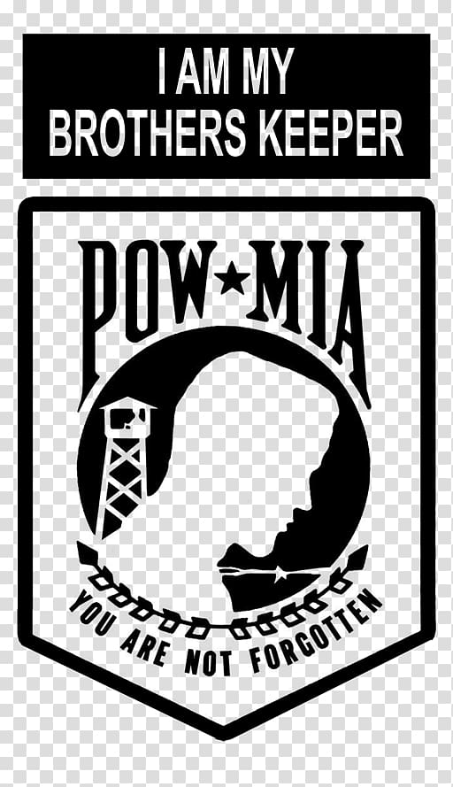 black Pow Mia logo, National League of Families POW/MIA Flag Missing in action Prisoner of war Killed in action Decal, others transparent background PNG clipart