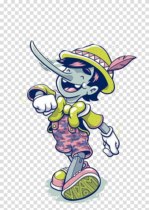 The Adventures of Pinocchio Jiminy Cricket Drawing, Long-nosed Pinocchio transparent background PNG clipart