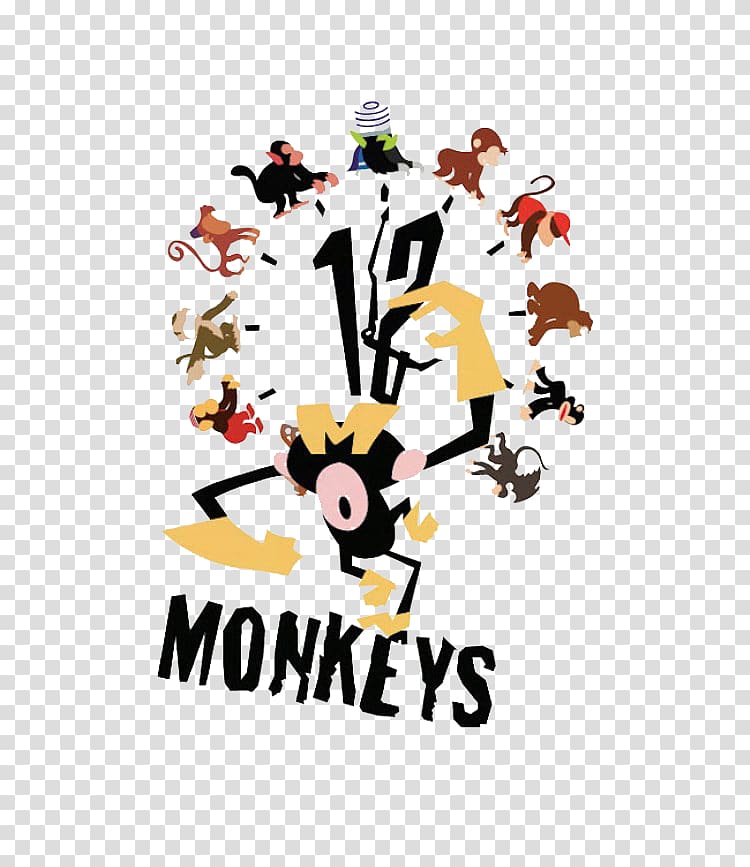 Cynicism Humour Illustrator Poster Illustration, Simple monkey clock illustration transparent background PNG clipart