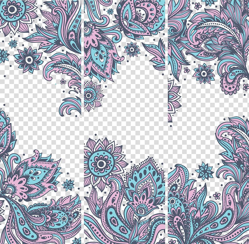 pink and teal paisley pattern, Euclidean Ornament Motif, Vintage background transparent background PNG clipart