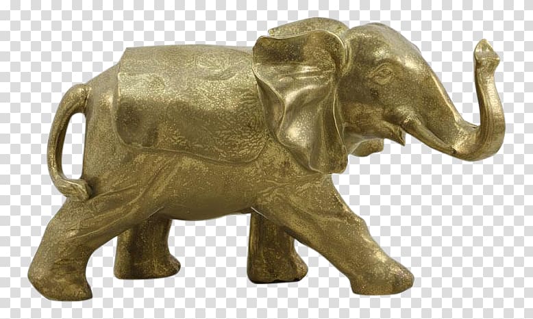 Indian elephant African elephant Elephantidae Statue Figurine, Elephant gold transparent background PNG clipart