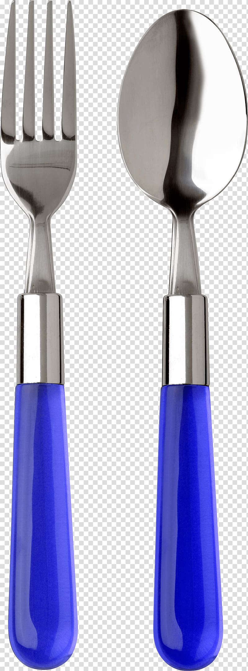 blue handled grey steel spoon and fork, Knife Fork Spork Spoon, Fork And Spoon transparent background PNG clipart