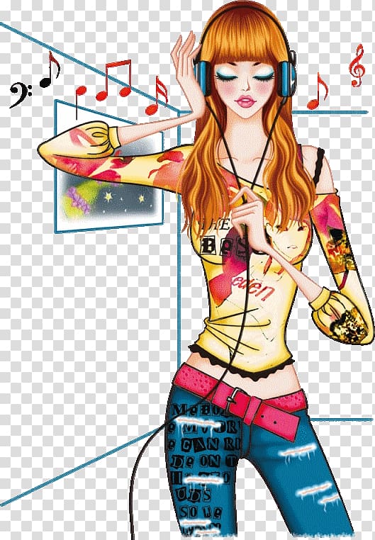 Drawing Music Cartoon Female, girl transparent background PNG clipart