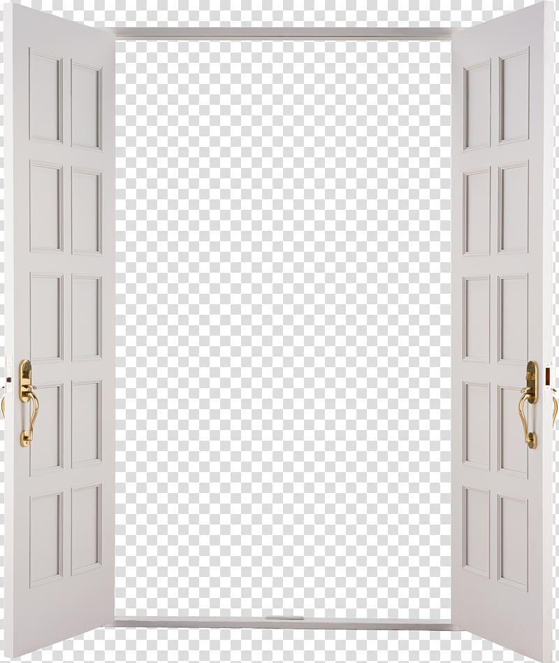 white wooden side-by-side door, Window Door, Open door transparent background PNG clipart