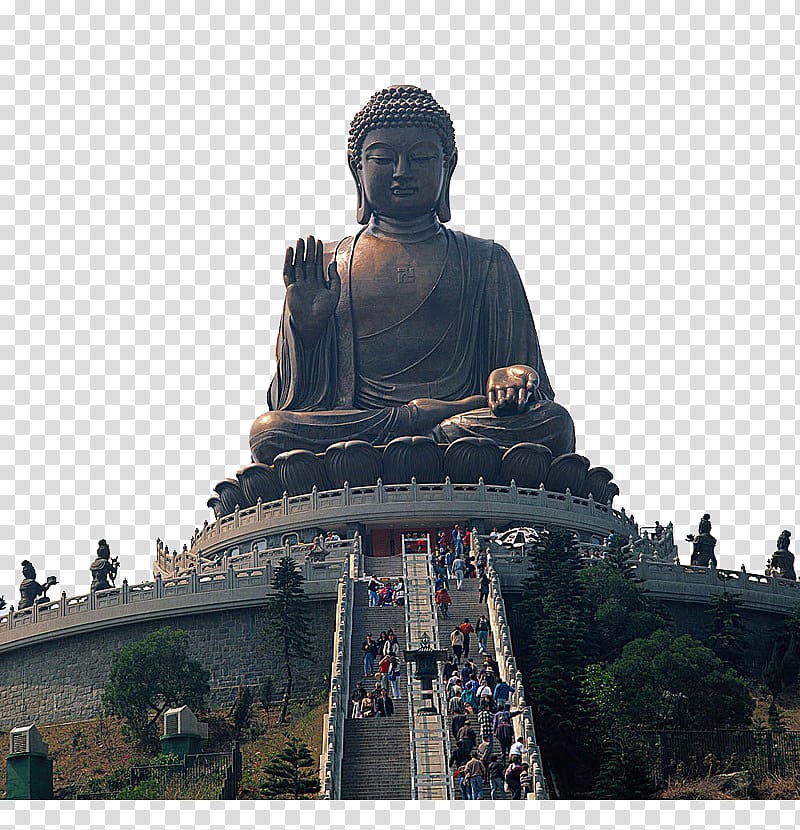 Buddhist temple Buddhism Statue Tourist attraction, Lantau Tian Tan Buddha stepped visitors transparent background PNG clipart
