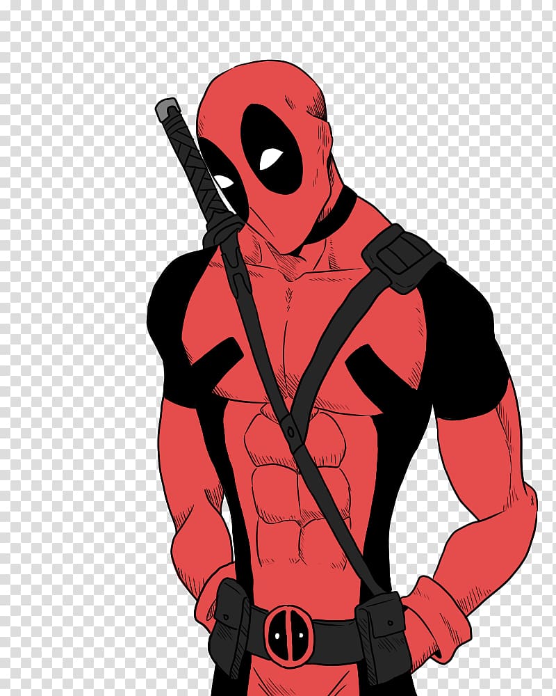 Superhero Cartoon Supervillain Muscle, Deadpool comic transparent background PNG clipart