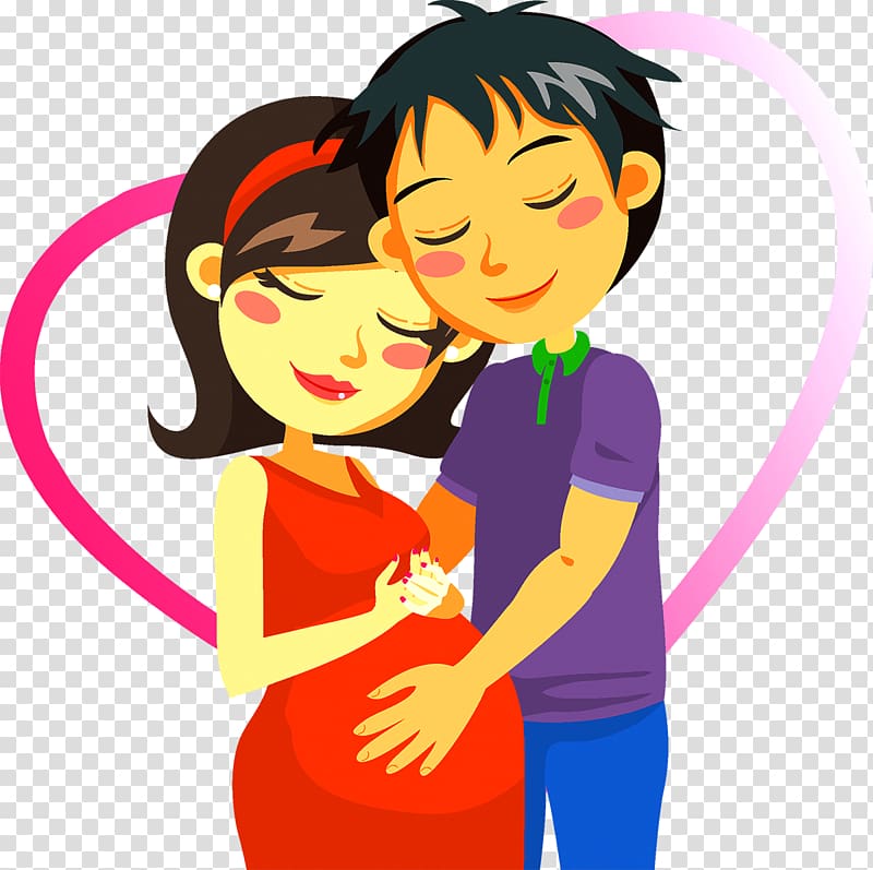 woman and man illustration, Cartoon Pregnancy couple , Pregnant woman transparent background PNG clipart