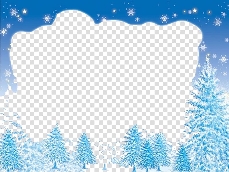 snow-covered pine trees and snowflakes border, Frames Winter Desktop , For Free Winter In High Resolution transparent background PNG clipart