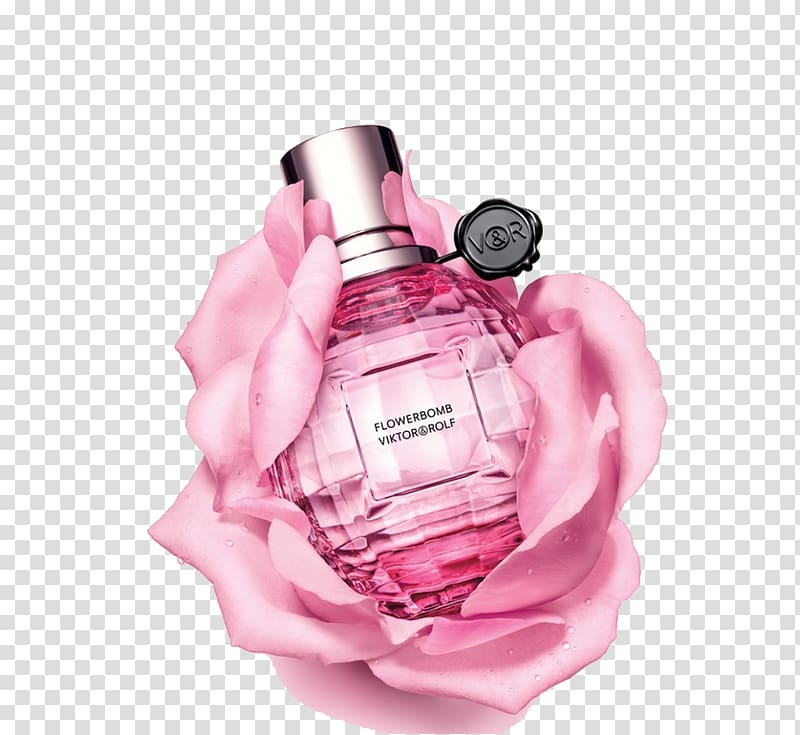 Viktor&Rolf Perfume Eau de toilette Aroma Bergamot orange, Pink perfume transparent background PNG clipart