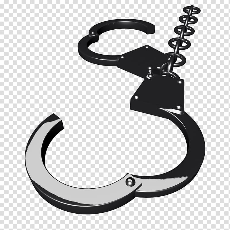 Handcuffs Illustration, Hand painted black metal handcuffs transparent background PNG clipart