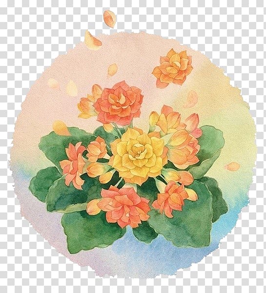 Watercolor painting Flower Orange, Watercolor flowers transparent background PNG clipart