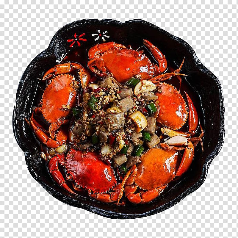 Crab Seafood Pungency Wok, Spicy stir-fried crab transparent background PNG clipart