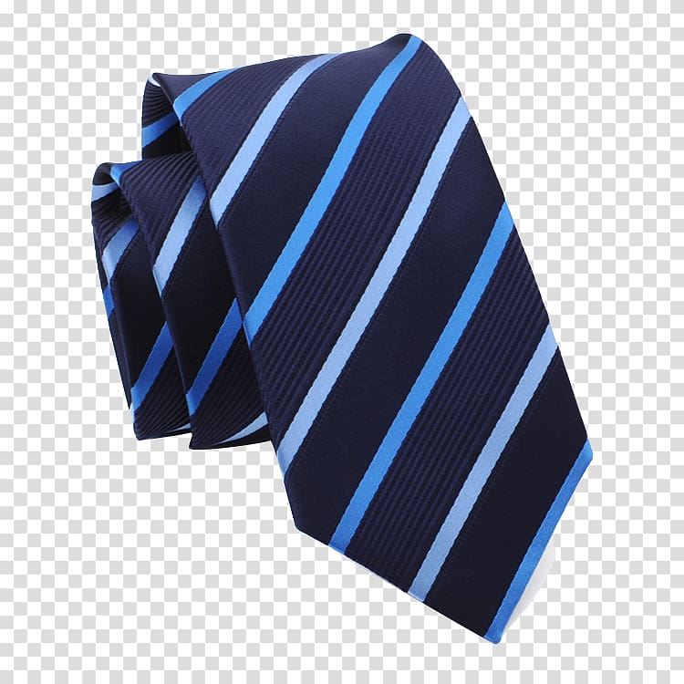 Necktie Designer Formal wear, Blue striped tie transparent background PNG clipart
