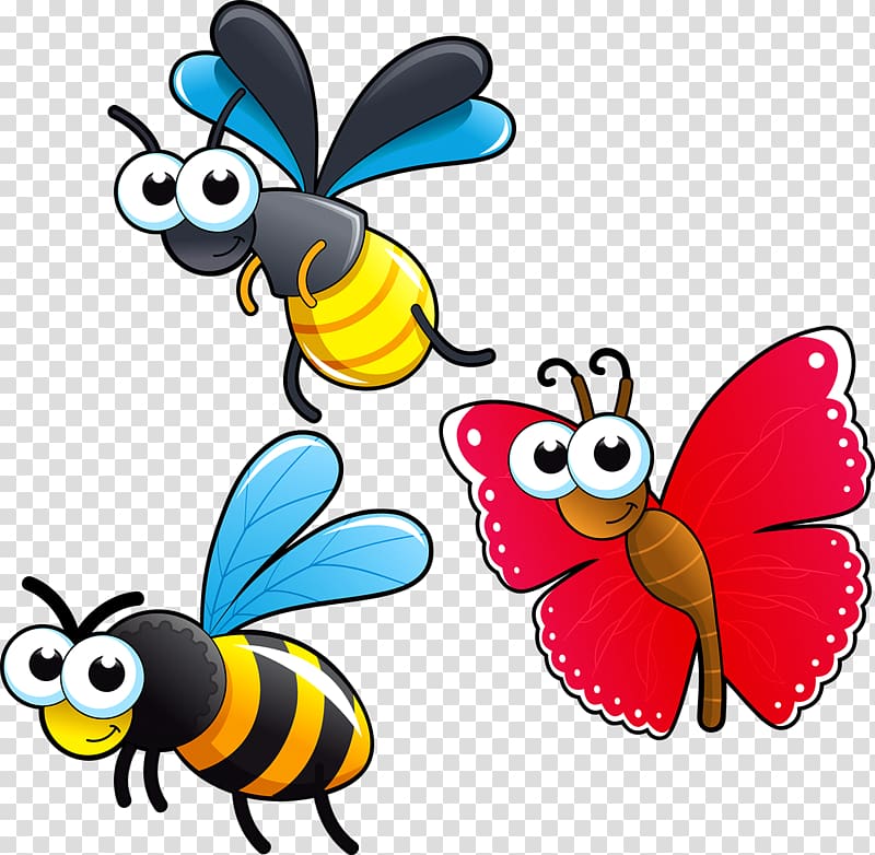 Insect Cartoon Drawing , Butterfly Bee transparent background PNG clipart